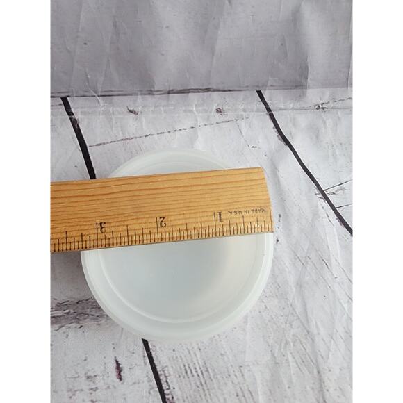 VINTAGE GLASBAKE MILK GLASS 4 0Z. CUSTARD CUP With Plastic Cover - Picture 6 of 6